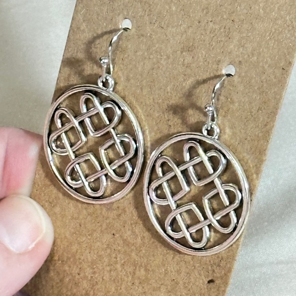 2/$20 Silver tone round Celtic & heart style hook earrings NWOT - Picture 7 of 11
